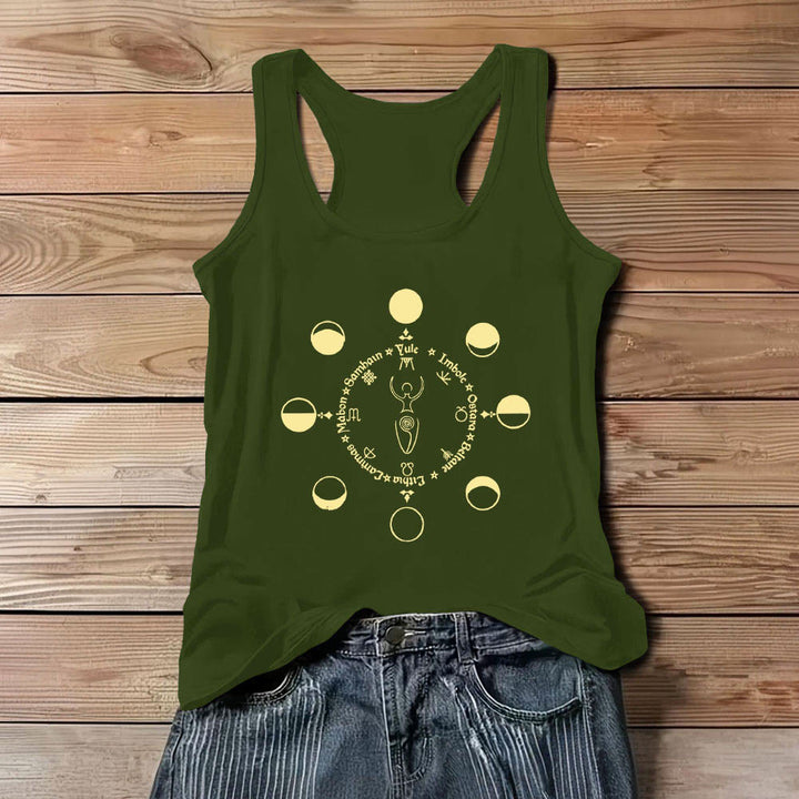 Olivenorma Ruota dell'Anno Fasi Lunari Dea Canotta Potere Femminile - Verde - 3XL - image 10