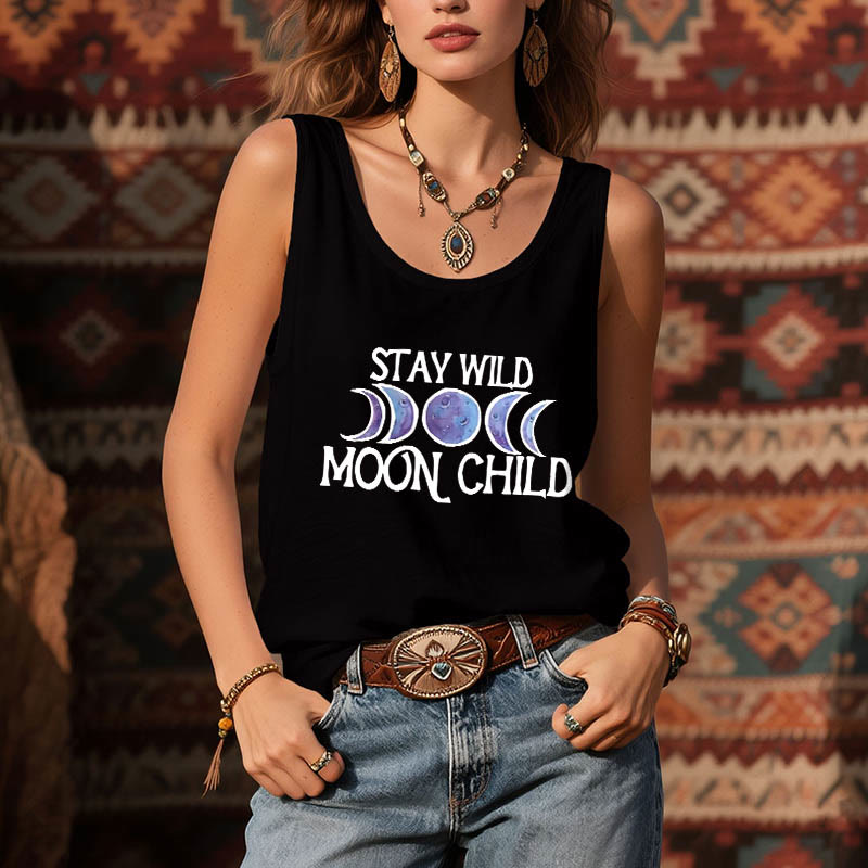 Olivenorma "STAY WILD, MOON CHILD" Maglietta spirituale morbida con fase lunare - image 7