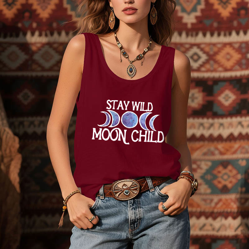 Olivenorma "STAY WILD, MOON CHILD" Maglietta spirituale morbida con fase lunare - image 10