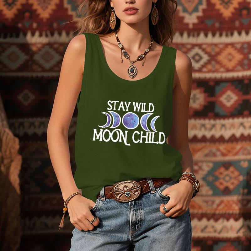 Olivenorma "STAY WILD, MOON CHILD" Maglietta spirituale morbida con fase lunare - image 13