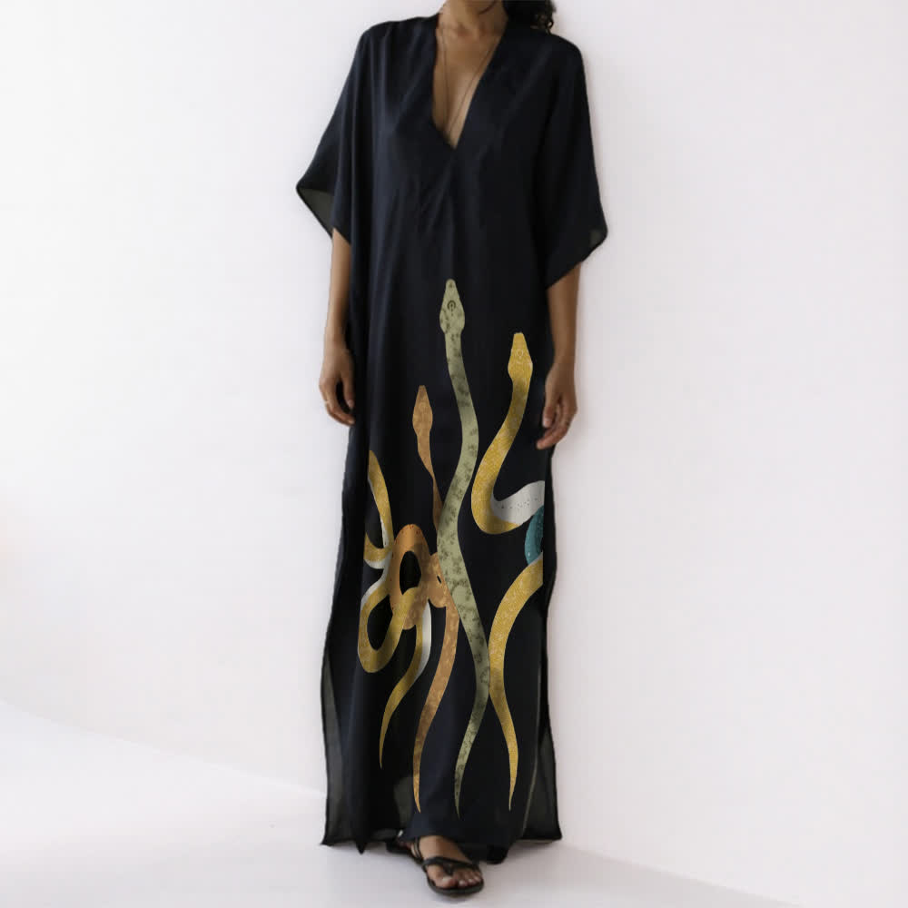 Abito caftano nero serpente Olivenorma - Taglia unica - image 0