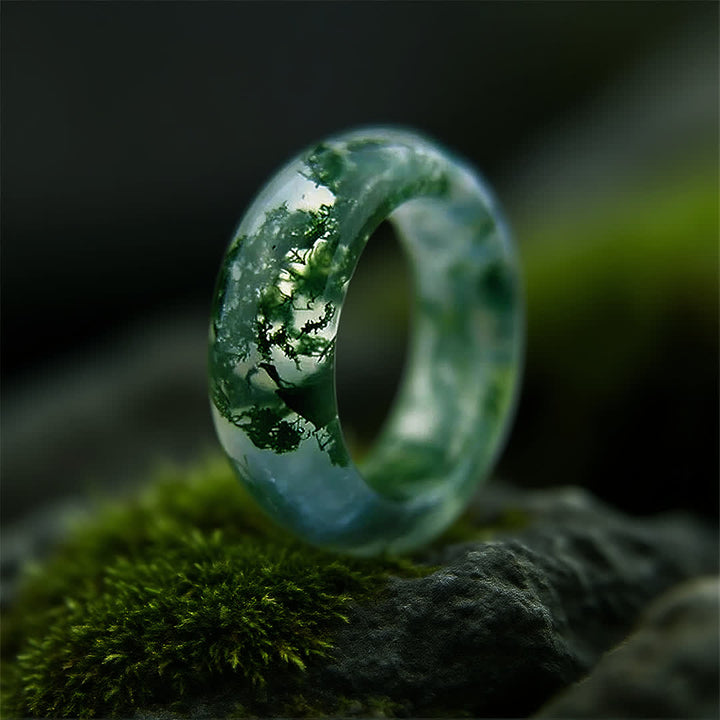 Anello in agata muschiata Olivenorma"Sussurri del boschetto" - image 4