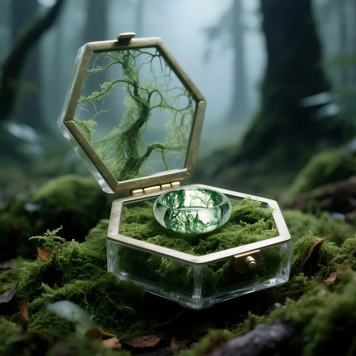 Anello in agata muschiata Olivenorma"Sussurri del boschetto" - image 3
