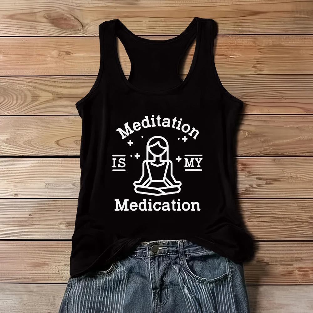 Olivenorma "LA MEDITAZIONE È LA MIA MEDICINA" Maglietta da yoga - Nero - 3XL - image 0