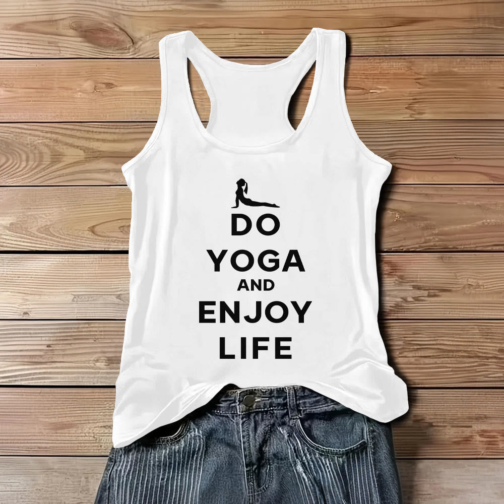 Olivenorma "FAI YOGA E GODITI LA VITA" Maglietta spirituale morbida senza maniche da donna - Bianco - 3XL - image 6