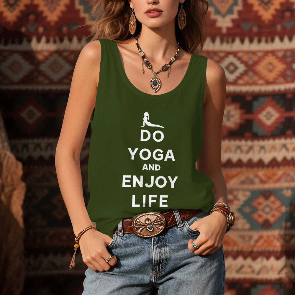 Olivenorma "FAI YOGA E GODITI LA VITA" Maglietta spirituale morbida senza maniche da donna - image 2