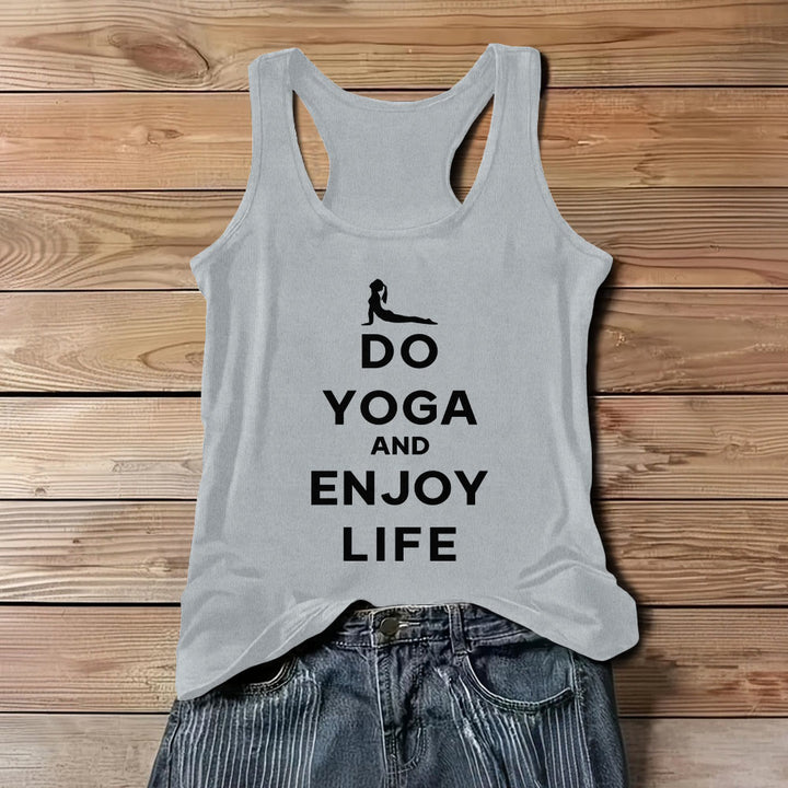 Olivenorma "FAI YOGA E GODITI LA VITA" Maglietta spirituale morbida senza maniche da donna - Grigio - 3XL - image 8