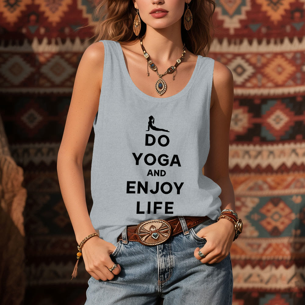 Olivenorma "FAI YOGA E GODITI LA VITA" Maglietta spirituale morbida senza maniche da donna - image 9