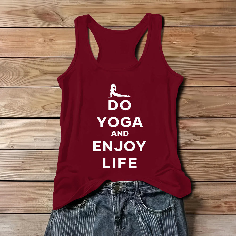 Olivenorma "FAI YOGA E GODITI LA VITA" Maglietta spirituale morbida senza maniche da donna - Rosso - 3XL - image 10