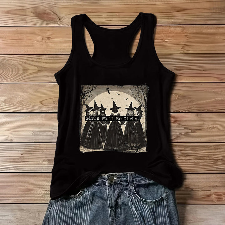 Olivenorma "GIRLS WILL HELP GIRLS" Maglietta senza maniche spirituale delle streghe del potere delle ragazze - Nero - 3XL - image 4