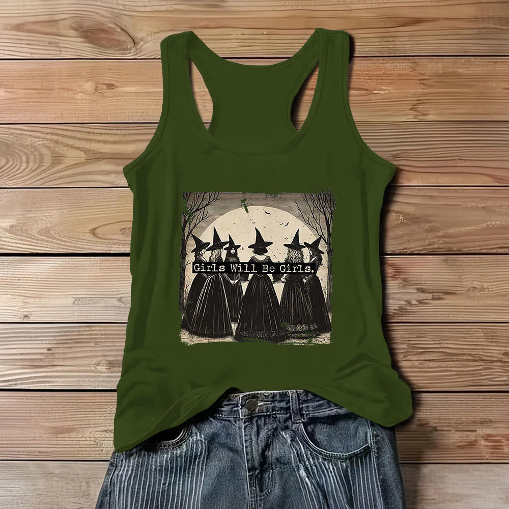 Olivenorma "GIRLS WILL HELP GIRLS" Maglietta senza maniche spirituale delle streghe del potere delle ragazze - Verde - 3XL - image 11