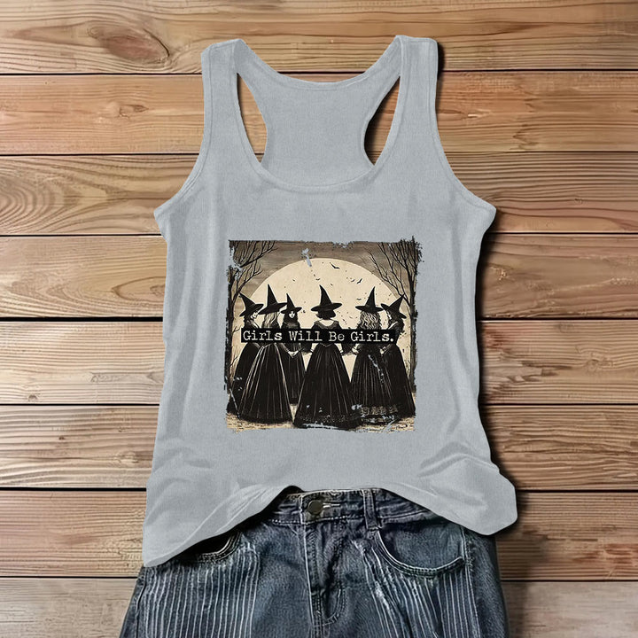 Olivenorma "GIRLS WILL HELP GIRLS" Maglietta senza maniche spirituale delle streghe del potere delle ragazze - Grigio - 3XL - image 8