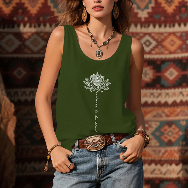 Olivenorma "Scegli di essere gentile" Lotus Peaceful Spiritual Tee Maglietta senza maniche - image 1