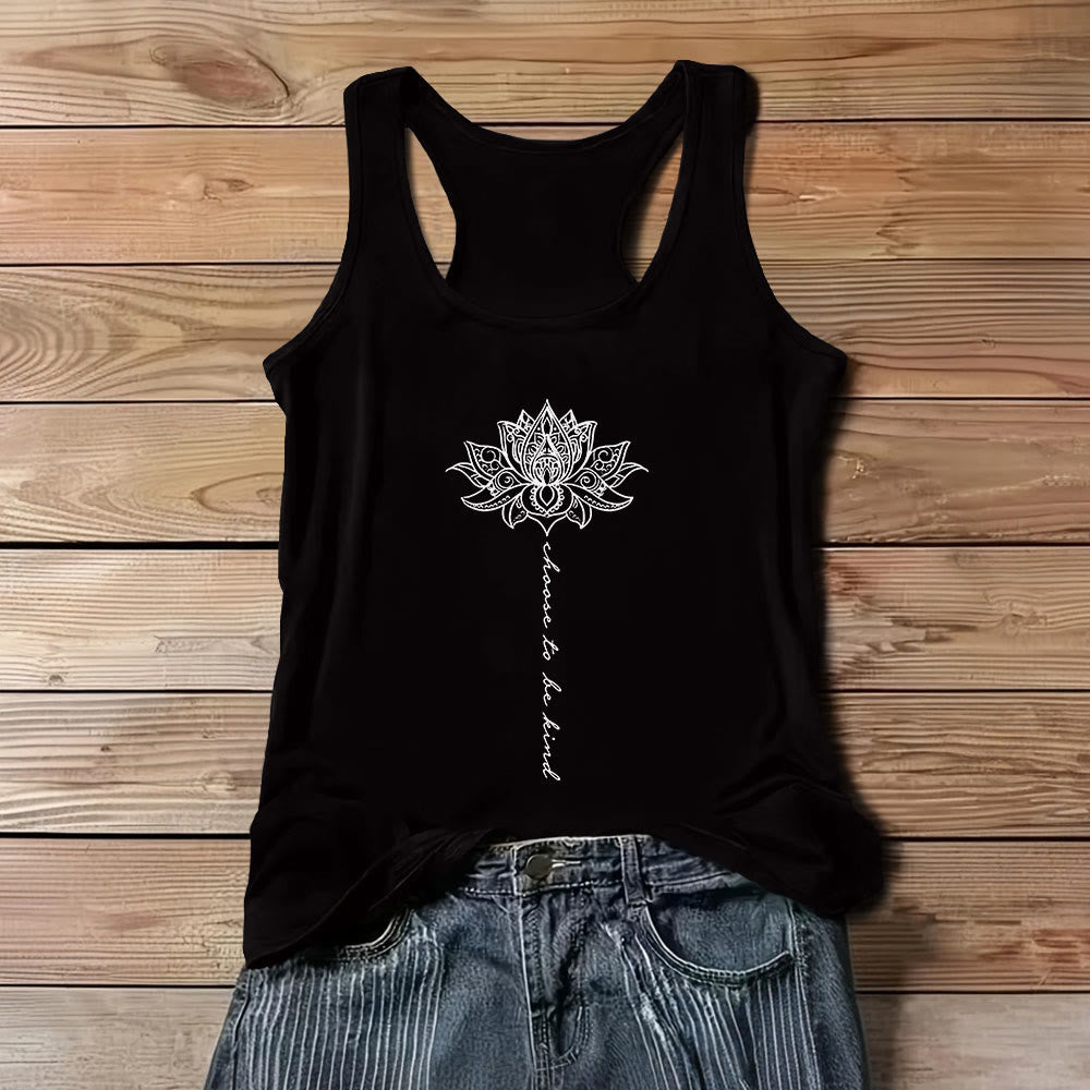 Olivenorma "Scegli di essere gentile" Lotus Peaceful Spiritual Tee Maglietta senza maniche - Nero - 3XL - image 5