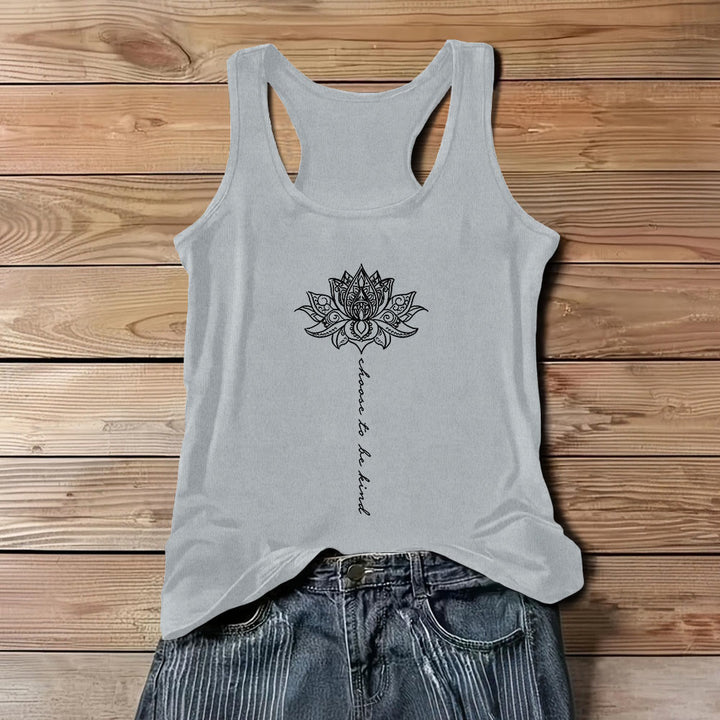 Olivenorma "Scegli di essere gentile" Lotus Peaceful Spiritual Tee Maglietta senza maniche - Grigio - 3XL - image 9