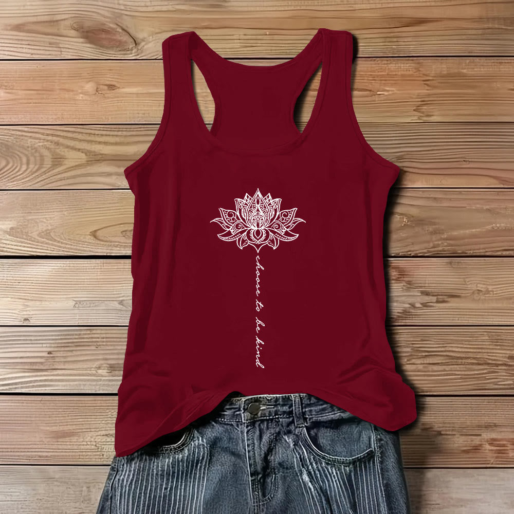 Olivenorma "Scegli di essere gentile" Lotus Peaceful Spiritual Tee Maglietta senza maniche - Rosso - 3XL - image 11