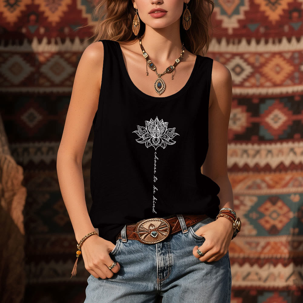 Olivenorma "Scegli di essere gentile" Lotus Peaceful Spiritual Tee Maglietta senza maniche - image 5