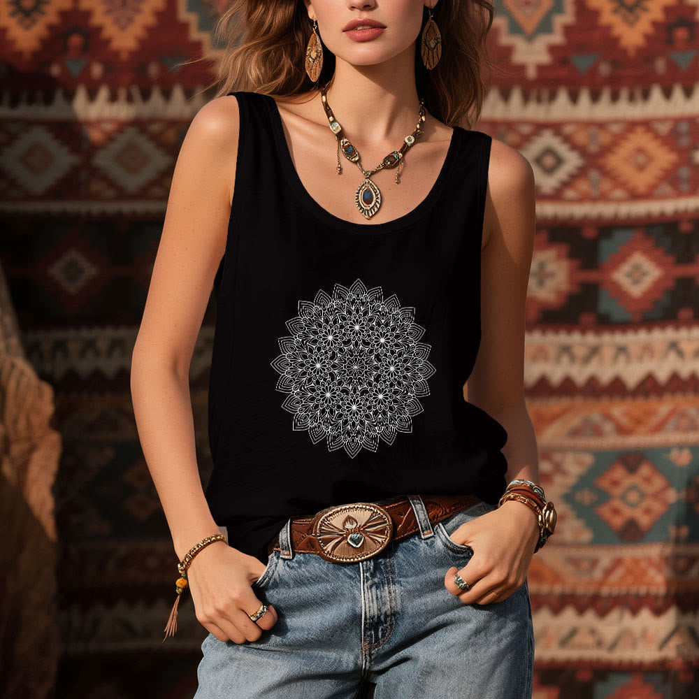 Olivenorma Mandala - Magliette con stampa floreale da donna, canotta grafica  - image 6