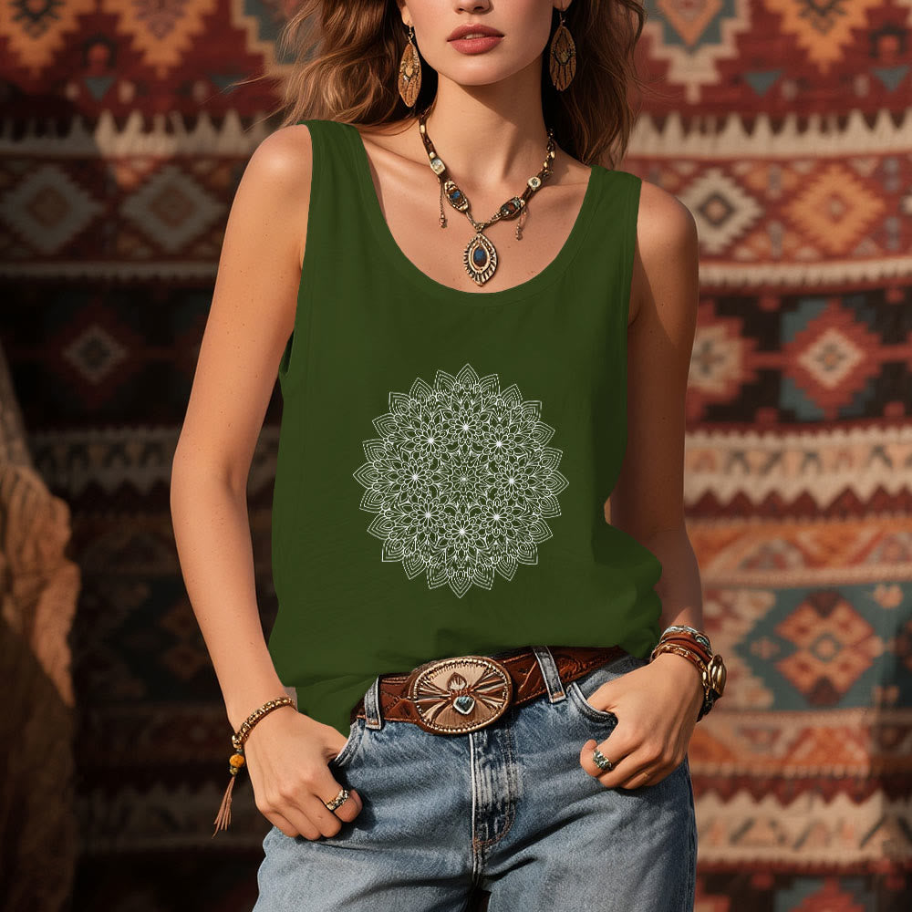 Olivenorma Mandala - Magliette con stampa floreale da donna, canotta grafica  - image 11