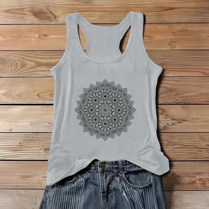 Olivenorma Mandala - Magliette con stampa floreale da donna, canotta grafica  - Grigio - 3XL - image 6