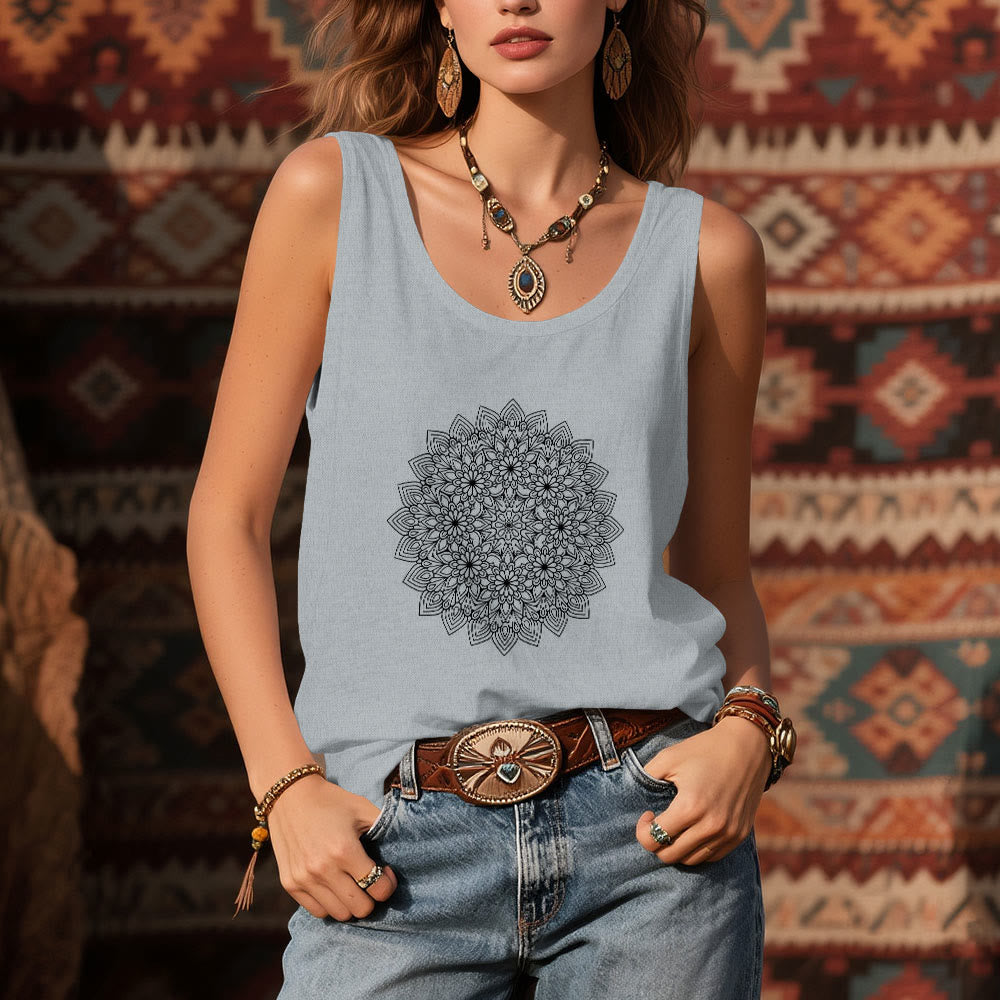 Olivenorma Mandala - Magliette con stampa floreale da donna, canotta grafica  - image 8