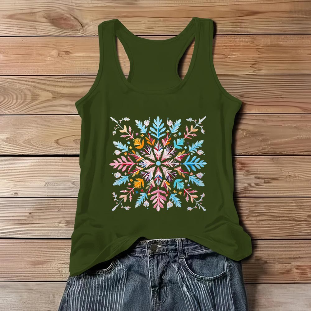 Olivenorma Magliette estive con fiori mandala colorati per donna Canotta spirituale - Verde - 3XL - image 10