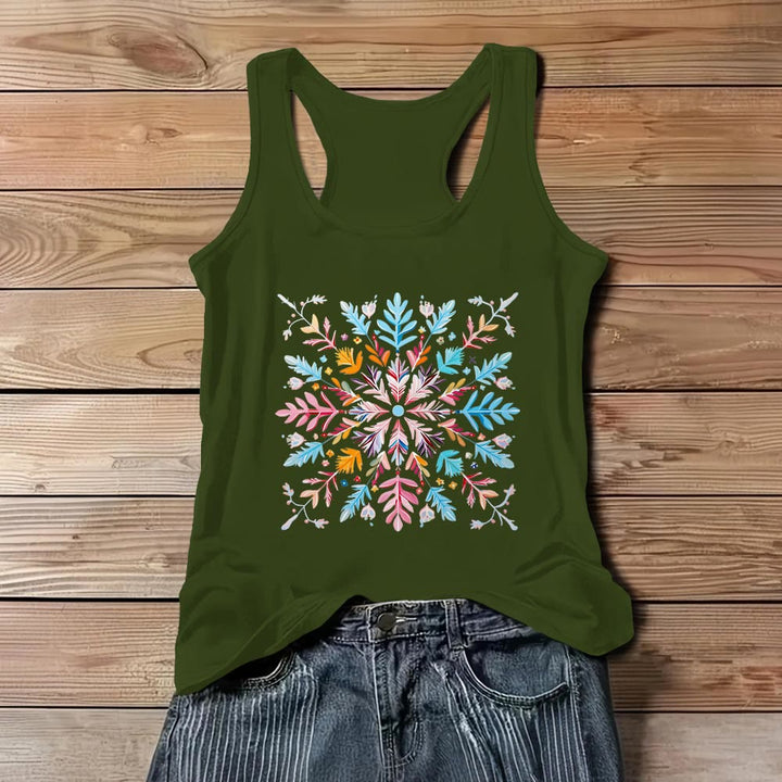 Olivenorma Magliette estive con fiori mandala colorati per donna Canotta spirituale - Verde - 3XL - image 10