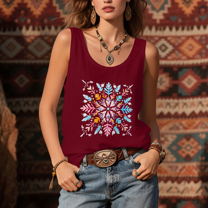 Olivenorma Magliette estive con fiori mandala colorati per donna Canotta spirituale - image 9
