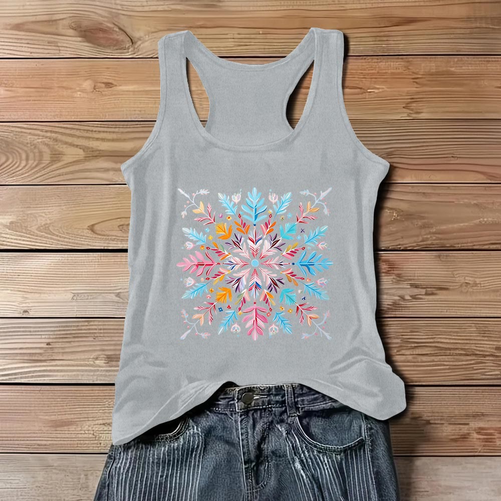 Olivenorma Magliette estive con fiori mandala colorati per donna Canotta spirituale - Grigio - 3XL - image 6