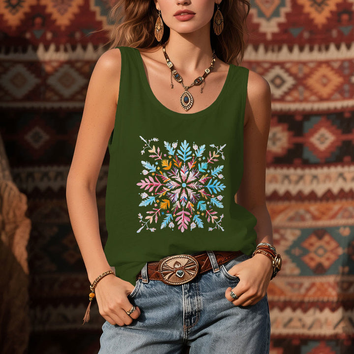 Olivenorma Magliette estive con fiori mandala colorati per donna Canotta spirituale - image 11