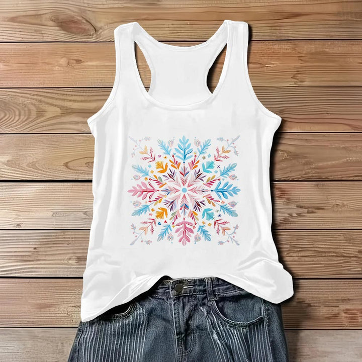 Olivenorma Magliette estive con fiori mandala colorati per donna Canotta spirituale - Bianco - 3XL - image 0