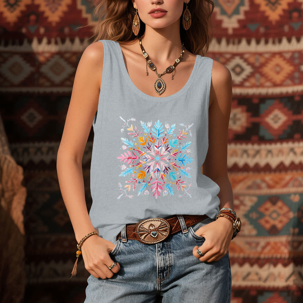 Olivenorma Magliette estive con fiori mandala colorati per donna Canotta spirituale - image 7