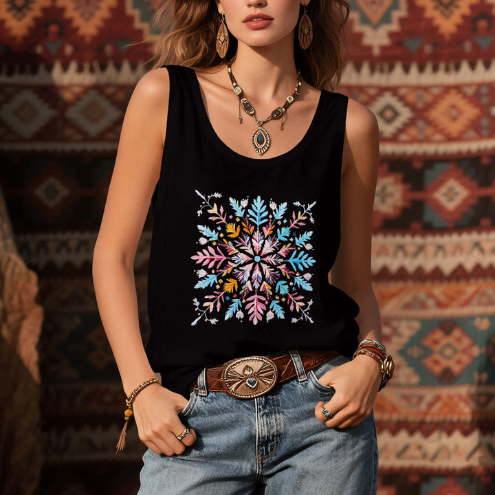 Olivenorma Magliette estive con fiori mandala colorati per donna Canotta spirituale - image 5