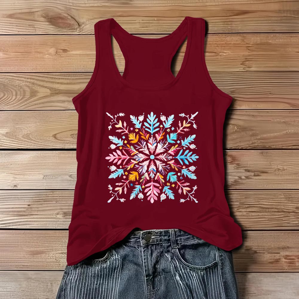 Olivenorma Magliette estive con fiori mandala colorati per donna Canotta spirituale - Rosso - 3XL - image 8