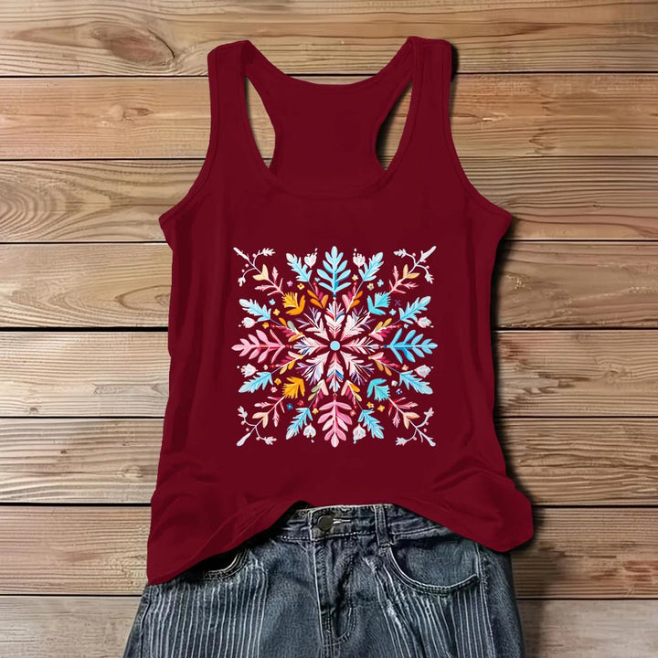 Olivenorma Magliette estive con fiori mandala colorati per donna Canotta spirituale - Rosso - 3XL - image 8