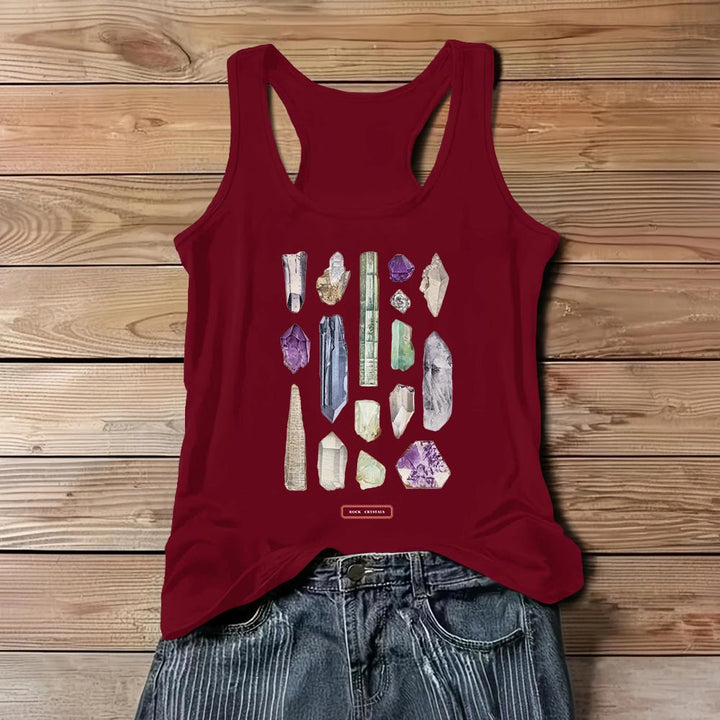 Olivenorma "CRISTALLI DI ROCCA" Minerali Pietre preziose grezze Maglietta senza maniche da donna   - Rosso - 3XL - image 8