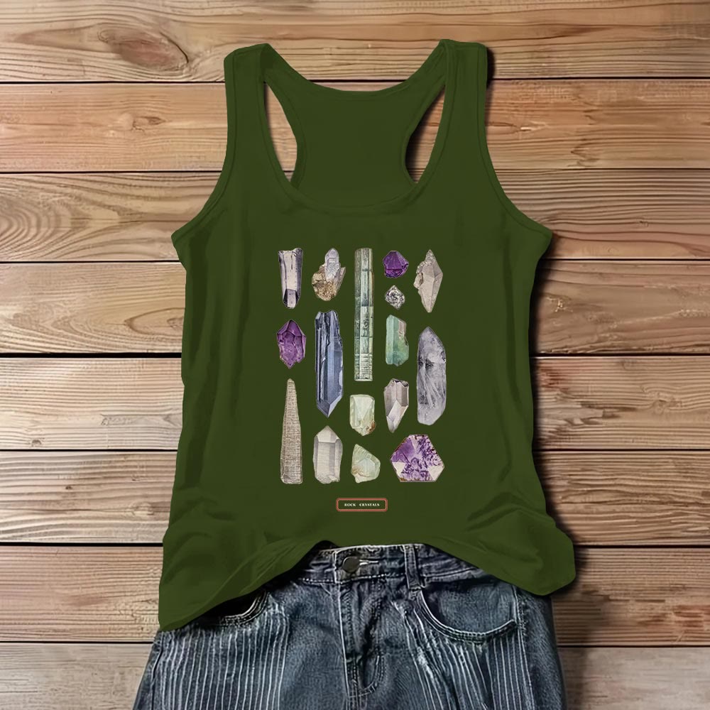 Olivenorma "CRISTALLI DI ROCCA" Minerali Pietre preziose grezze Maglietta senza maniche da donna   - Verde - 3XL - image 10