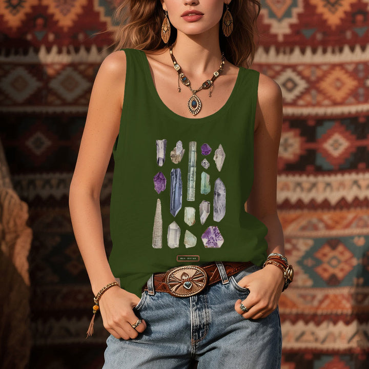 Olivenorma "CRISTALLI DI ROCCA" Minerali Pietre preziose grezze Maglietta senza maniche da donna   - image 11