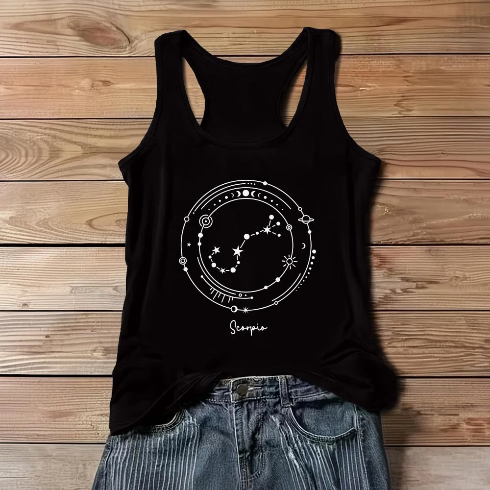 Olivenorma 12 Costellazioni Zodiaco Mappa Stellare Magliette Nere Canotta - Scorpione - 3XL - image 7