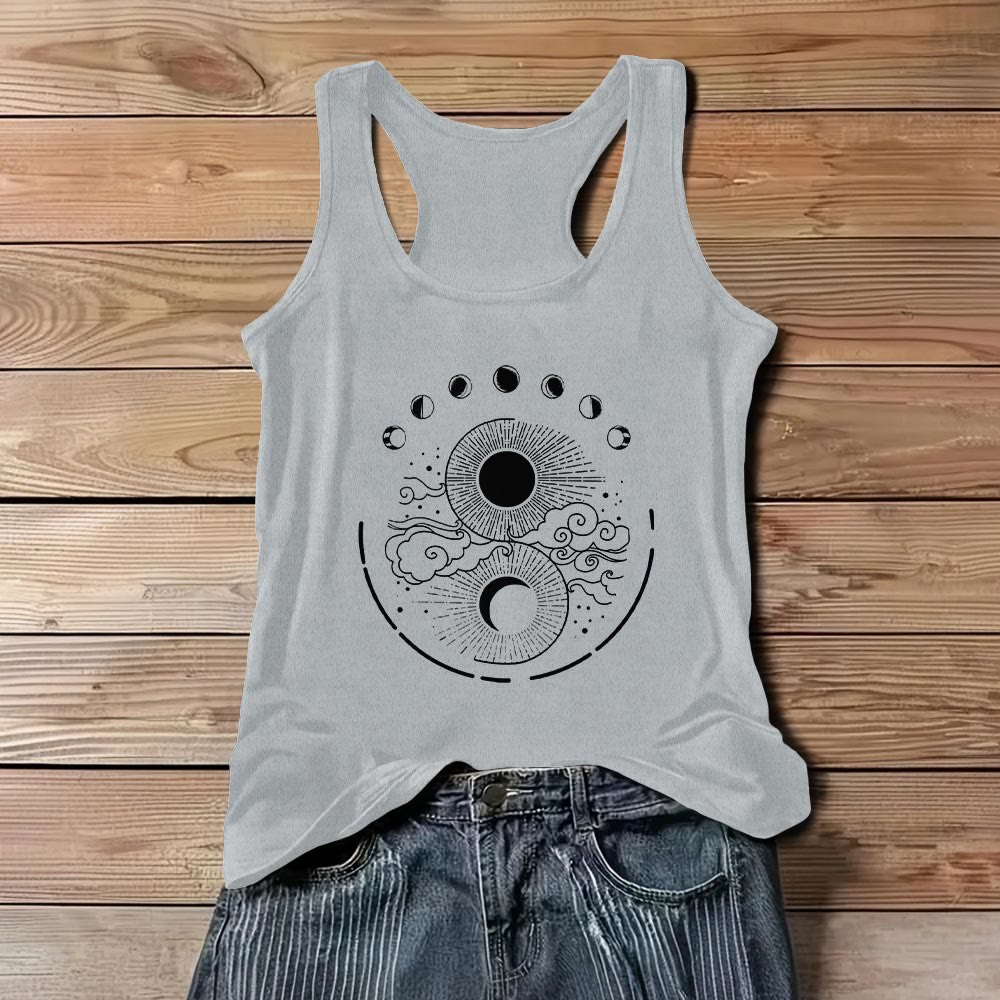 Olivenorma Canotta mistica con fasi lunari e luna, maglietta senza maniche boho - Grigio - 3XL - image 7