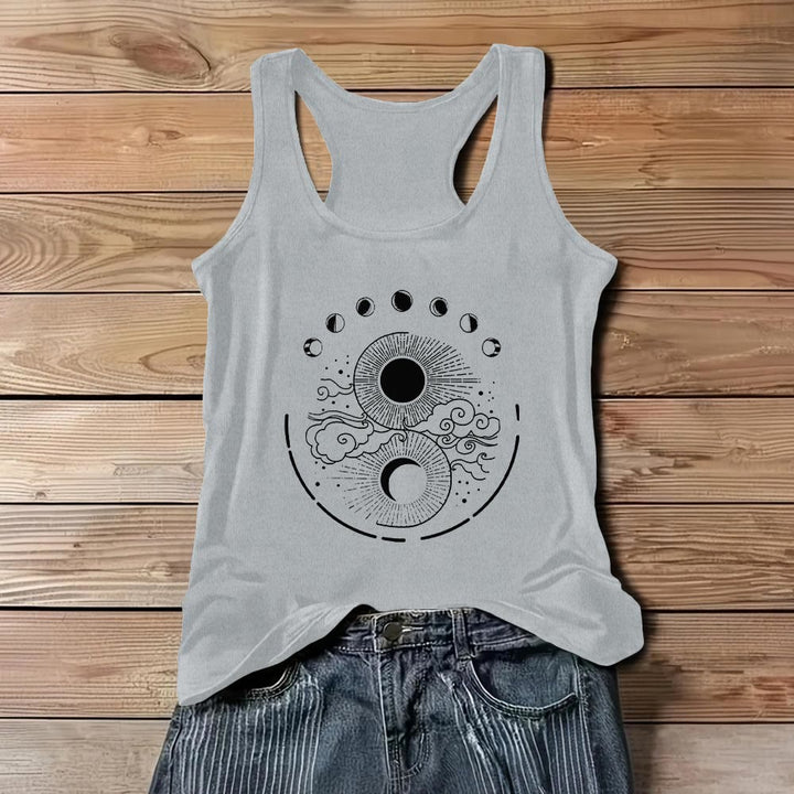 Olivenorma Canotta mistica con fasi lunari e luna, maglietta senza maniche boho - Grigio - 3XL - image 6