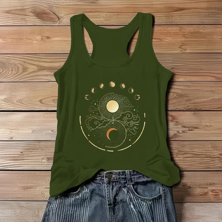 Olivenorma Canotta mistica con fasi lunari e luna, maglietta senza maniche boho - Verde - 3XL - image 10