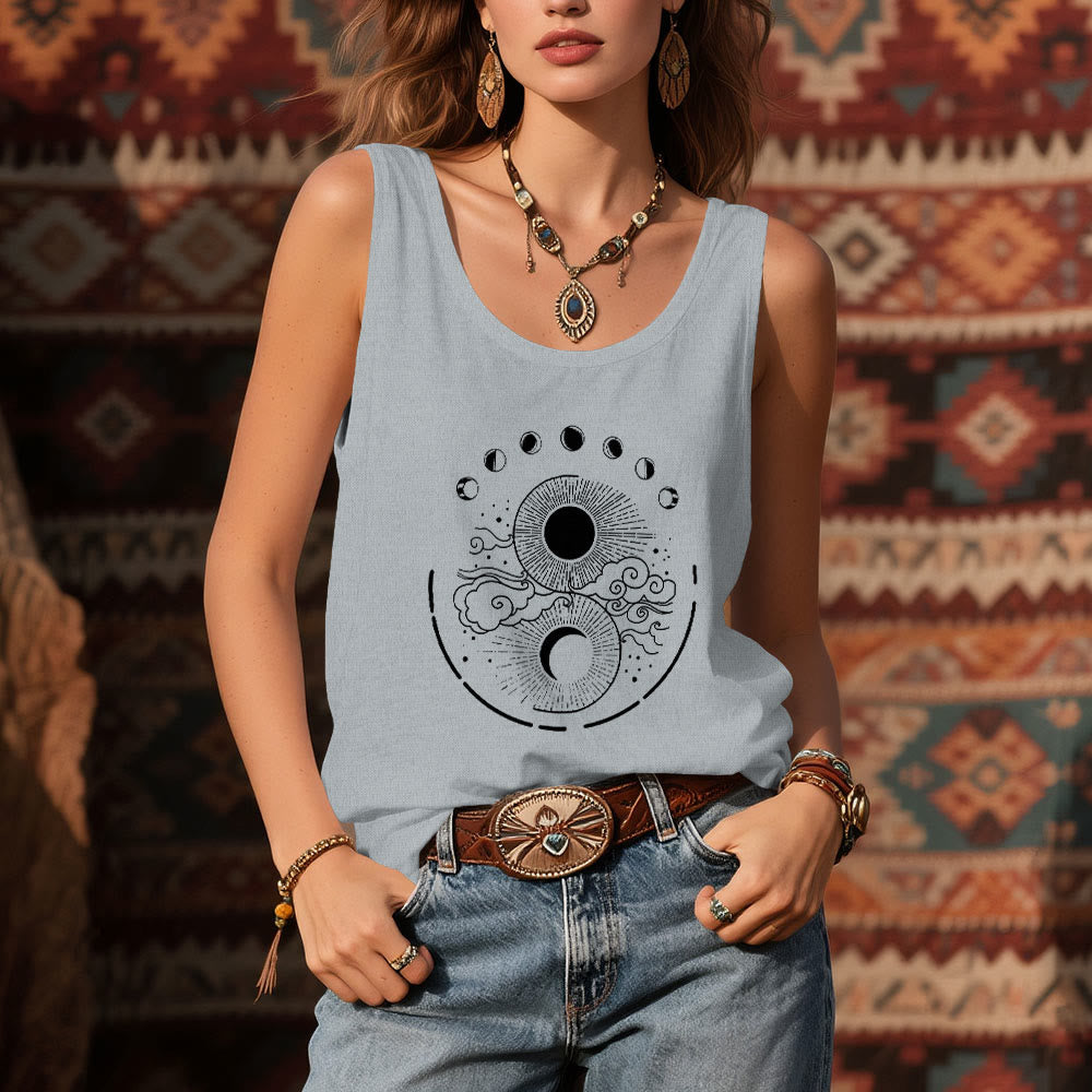 Olivenorma Canotta mistica con fasi lunari e luna, maglietta senza maniche boho - image 7