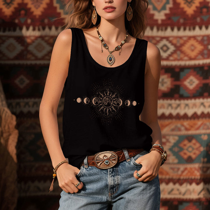 Olivenorma Celestial Mystical Moon Phase - Canotta da donna senza maniche con scollo a V e stampa girocollo - image 5