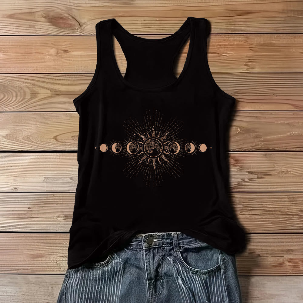 Olivenorma Celestial Mystical Moon Phase - Canotta da donna senza maniche con scollo a V e stampa girocollo - Nero - 3XL - image 4