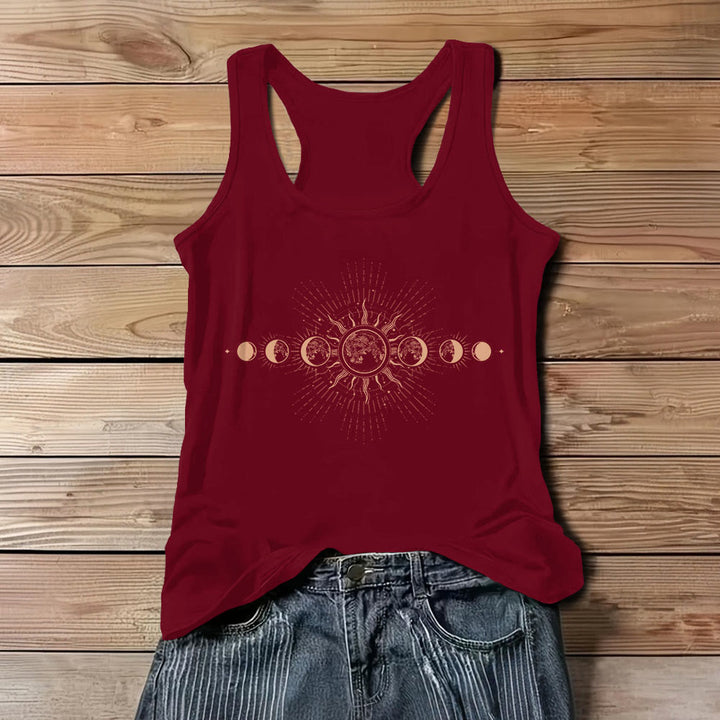 Olivenorma Celestial Mystical Moon Phase - Canotta da donna senza maniche con scollo a V e stampa girocollo - Rosso - 3XL - image 8