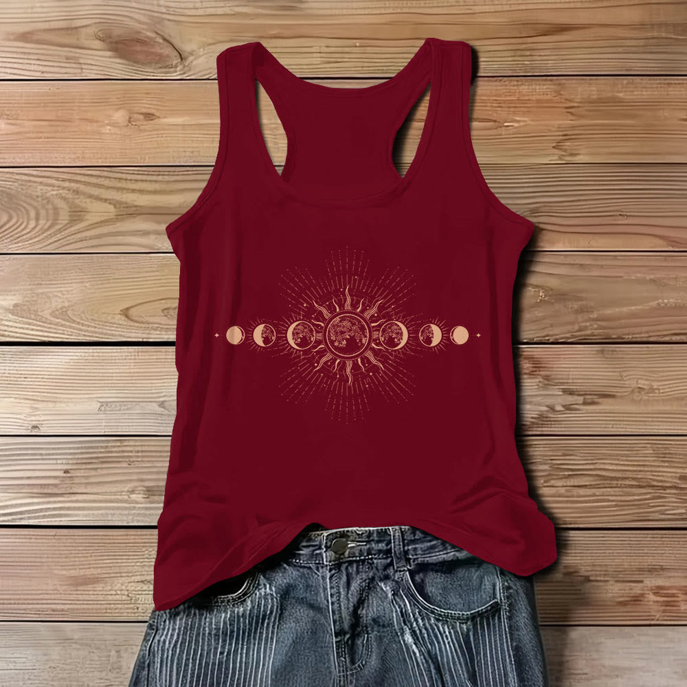 Olivenorma Celestial Mystical Moon Phase - Canotta da donna senza maniche con scollo a V e stampa girocollo - Rosso - 3XL - image 9
