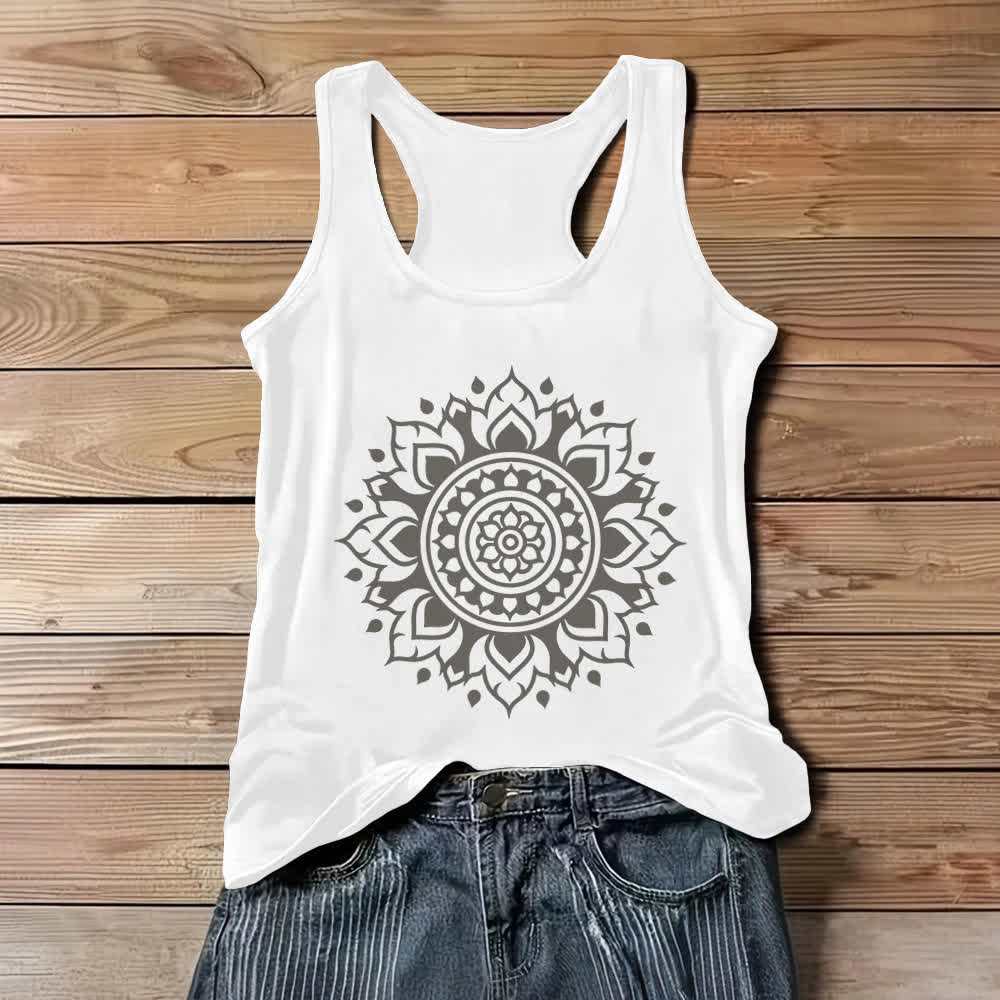 Olivenorma Boho Mandala Flowy Canotta fluida da donna - Bianco - 3XL - image 2