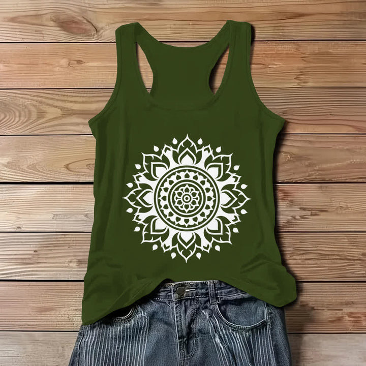 Olivenorma Boho Mandala Flowy Canotta fluida da donna - Verde - 3XL - image 9