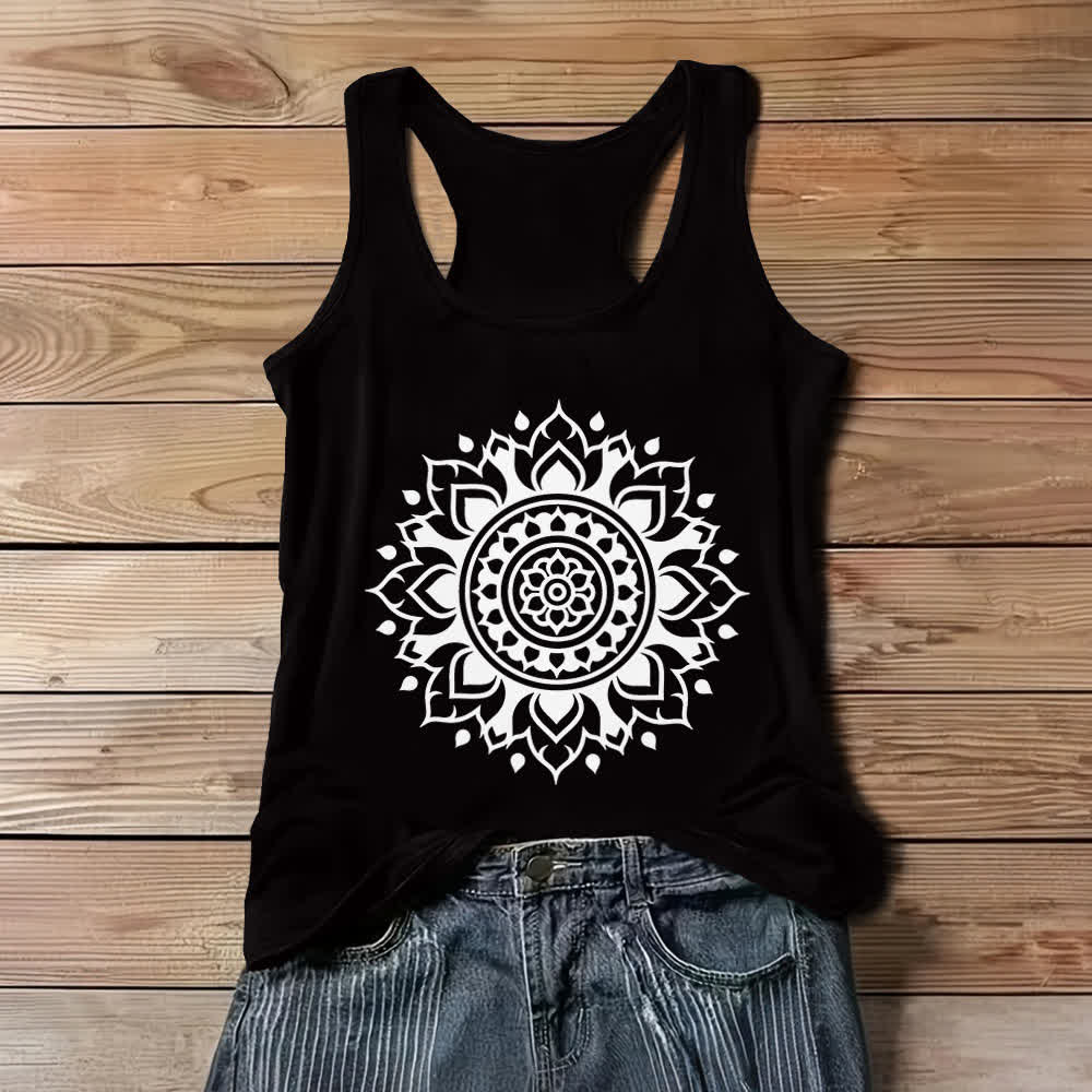 Olivenorma Boho Mandala Flowy Canotta fluida da donna - Nero - 3XL - image 5